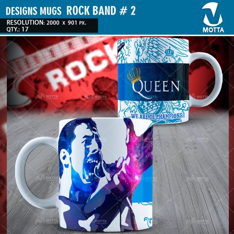 DESIGNS FOR THE SUBLIMATION OF MUGS ROCK BANDS