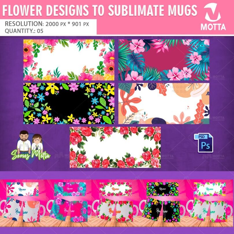 FLOWER DESIGNS TO SUBLIMATE MUGS