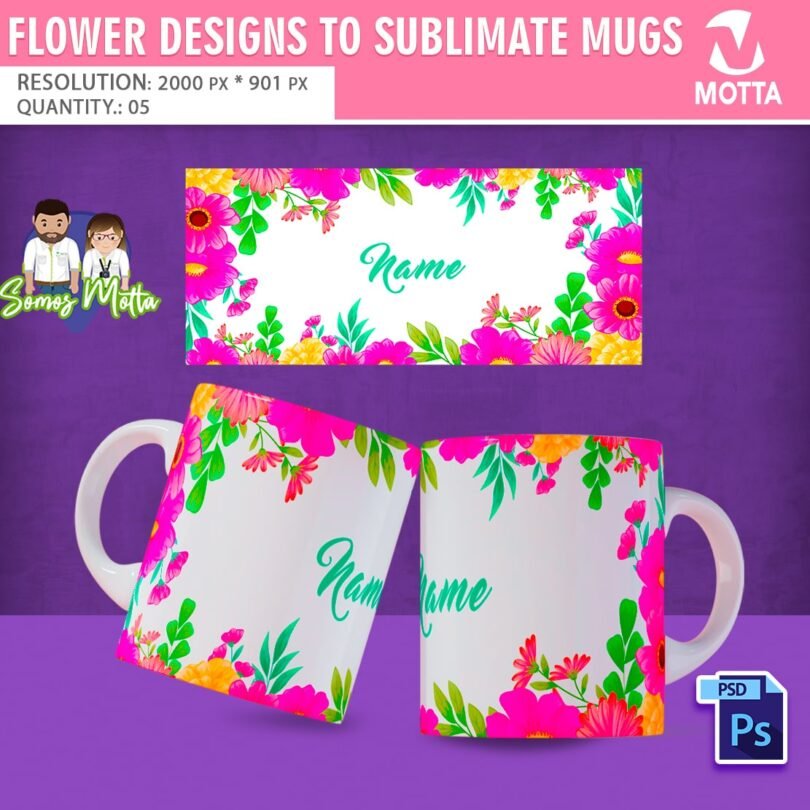 FLOWER DESIGNS TO SUBLIMATE MUGS