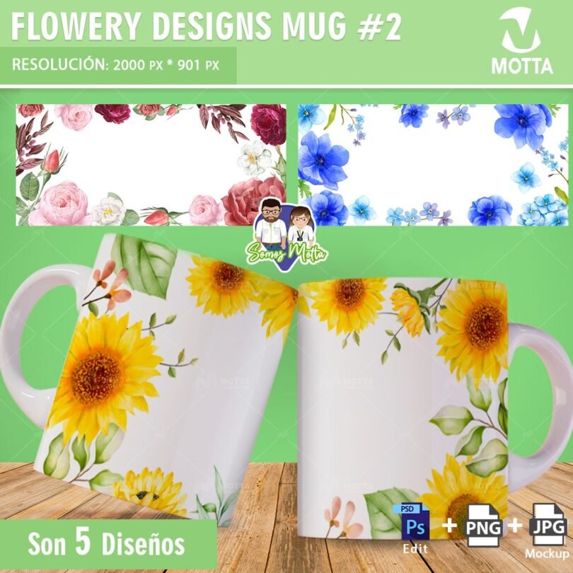 MUG SUBLIMATION TEMPLATE FLORAR